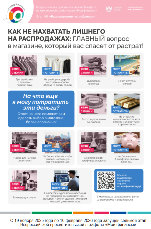 С 19 ноября 2025 года по 10 февраля 2026 года запущен седьмой этап Всероссийской просветительской эстафеты «Мои финансы»